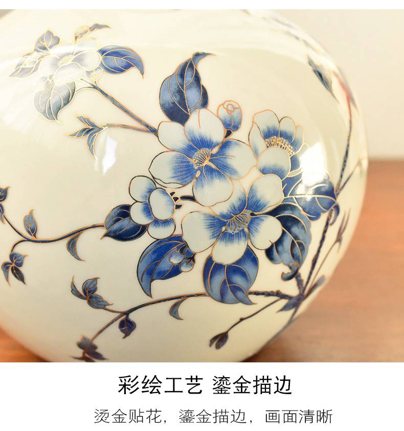 New Chinese style furnishing articles blue and white porcelain ceramic vase flower arranging, TV ark, household table sitting room porch decoration decoration