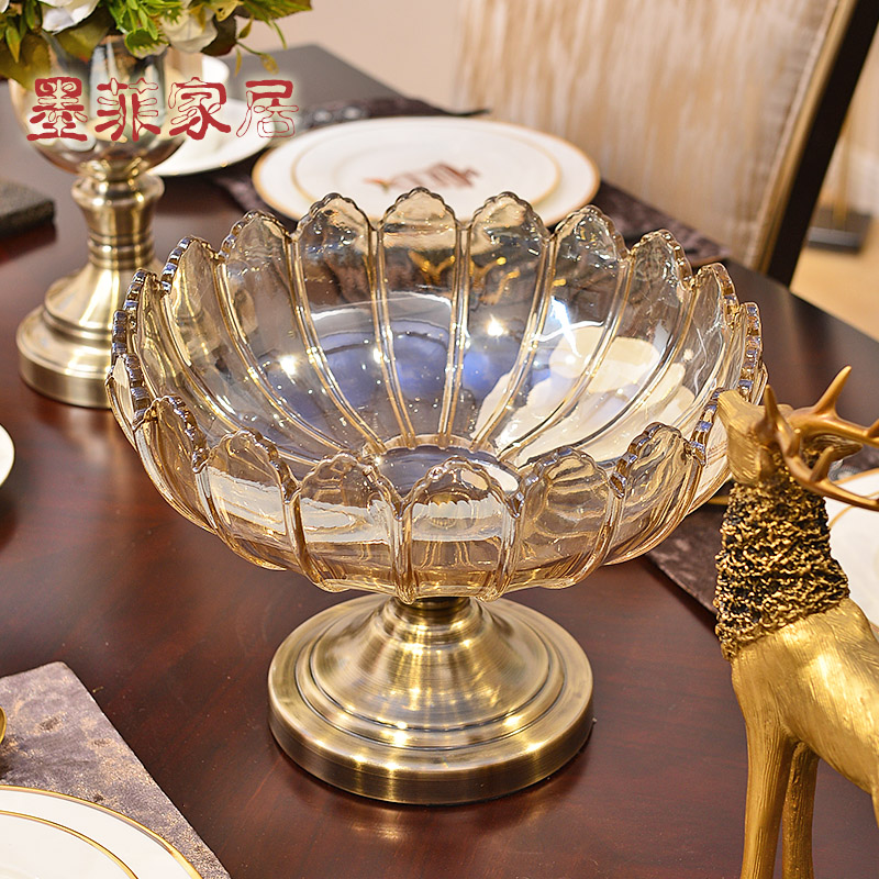 European luxury high-end glass plate American light luxury wind room tea table contains the dining table modern creative fruit plate