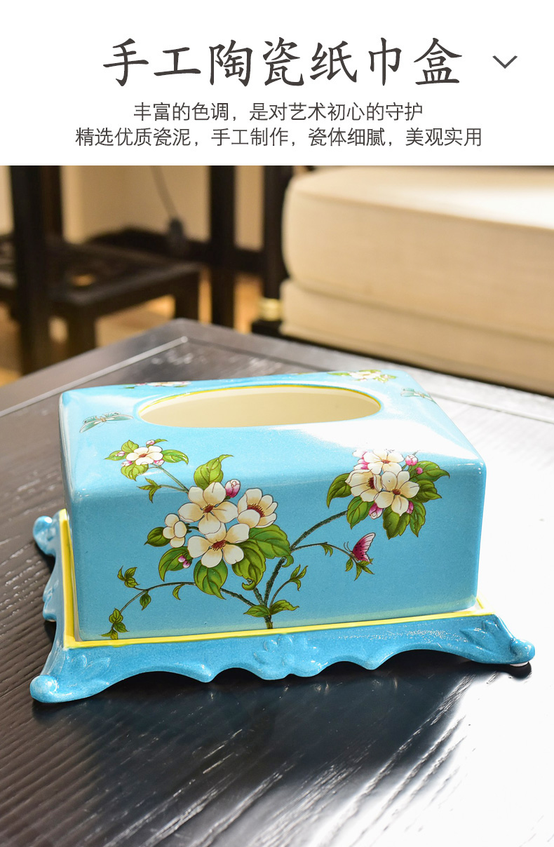 Europe type restoring ancient ways of new Chinese style dining - room sitting room tea table as ceramic pump cartons American household adornment tissue box furnishing articles