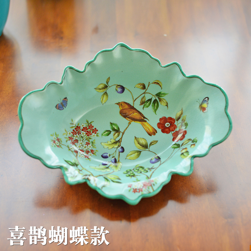 New Chinese-style Ceramic Fruit Tray American Living Room Tea Table Hem table Home Large Number of dried fruit tray Candy Tray