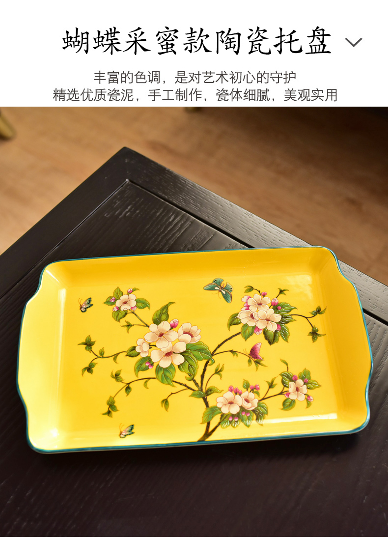 New Chinese style ceramic American tea tray was fruit tray table vintage keys snack tea tea table plate decoration furnishing articles