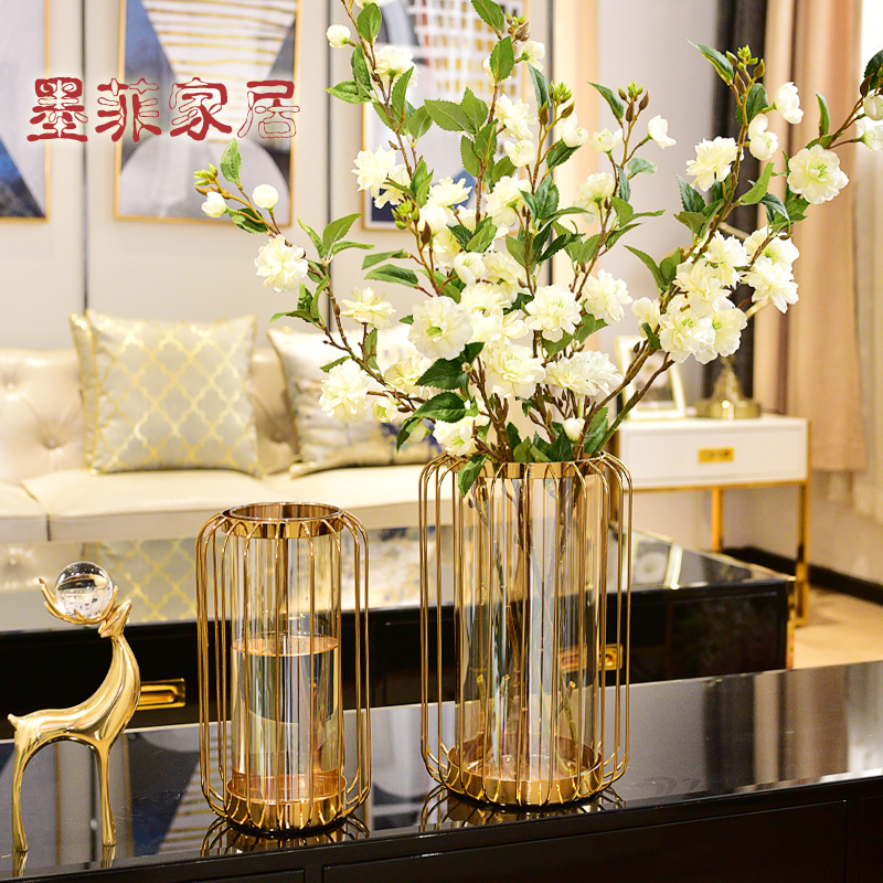 American light and luxurious glass vase swinging parlor with flower arrangement modern table Xuanguan creative drying floral decoration Eurostyle net red