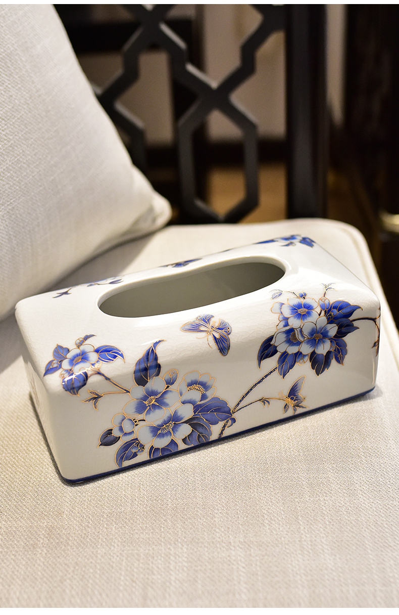 New Chinese style restoring ancient ways ceramic tissue box smoke box American home restaurant table sitting room tea table with decorative furnishing articles