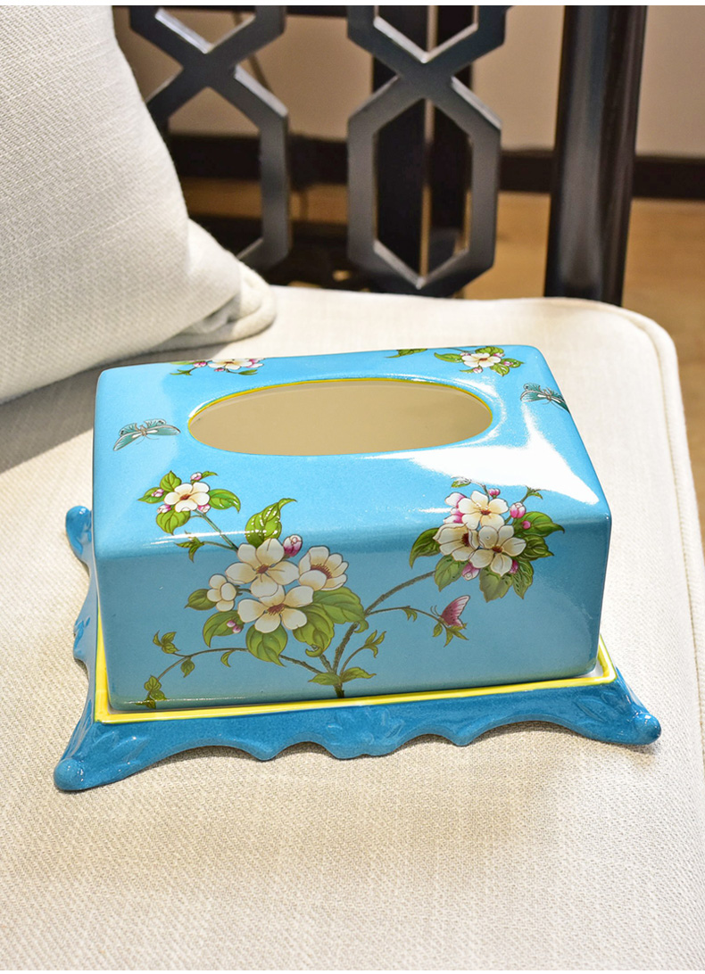 Europe type restoring ancient ways of new Chinese style dining - room sitting room tea table as ceramic pump cartons American household adornment tissue box furnishing articles