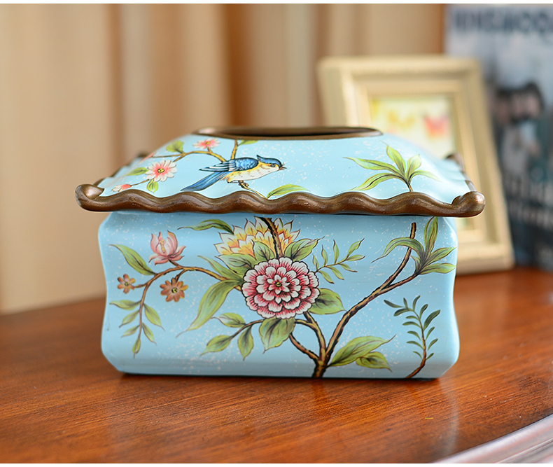 American Chinese style restoring ancient ways tissue boxes sitting room decorative furnishing articles European - style bedroom ceramic napkin paper carton