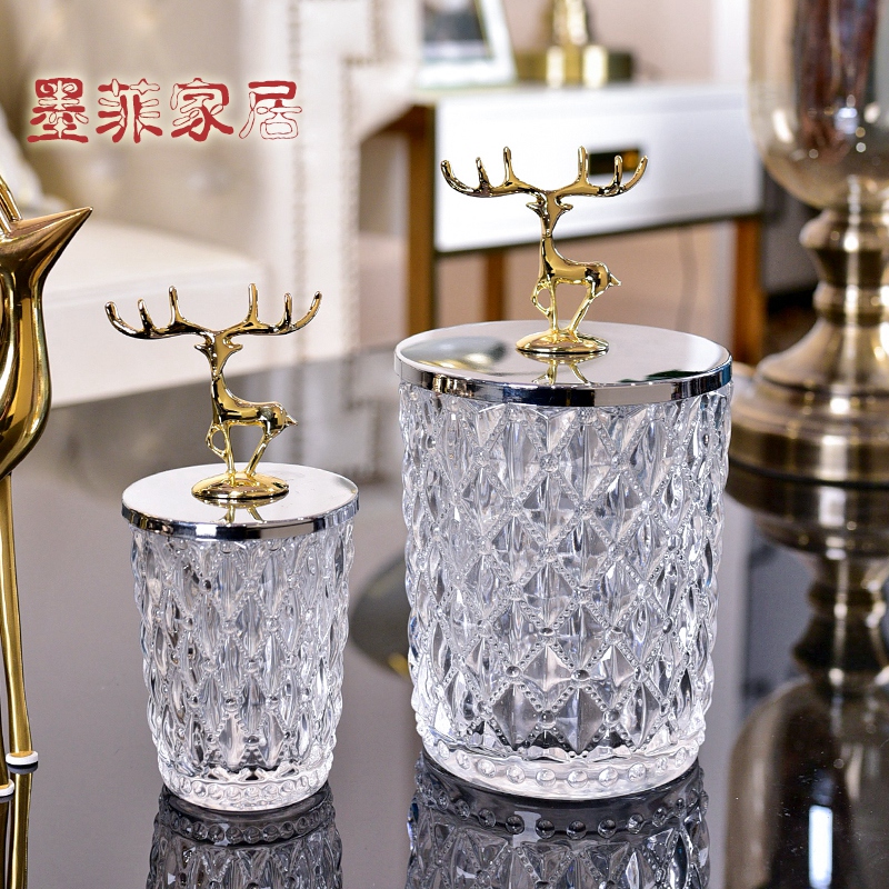Creative Glass Storage Jar Small Swing Piece Home Decoration Goods Candy Jar Modern Living Room Tea Table Practical Furnishing
