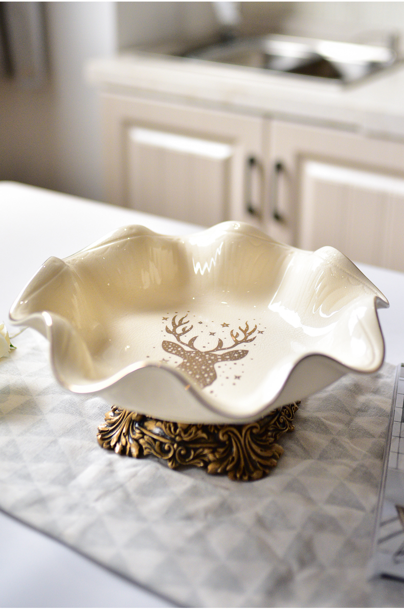 American light and decoration ceramics compote three - piece furnishing articles sitting room tea table dry fruit tray table melon dish home decoration