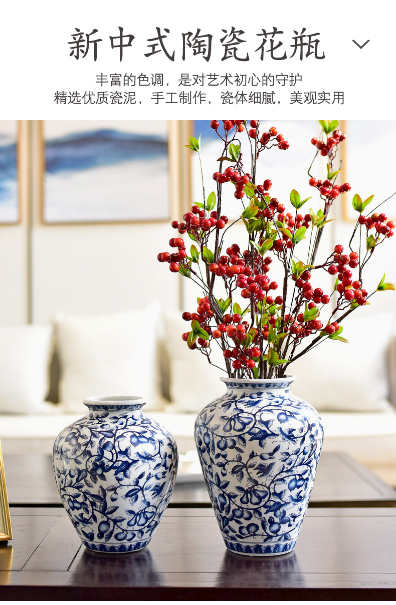 The new Chinese blue and white porcelain vase I sitting room table, TV ark, porch simulation flower art flower arranging flowers, furnishing articles