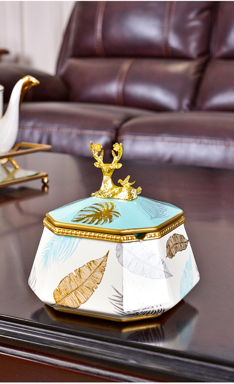 Creative move trend ceramic ashtray with cover large against the fly ash American light wind key-2 luxury home sitting room receive a case