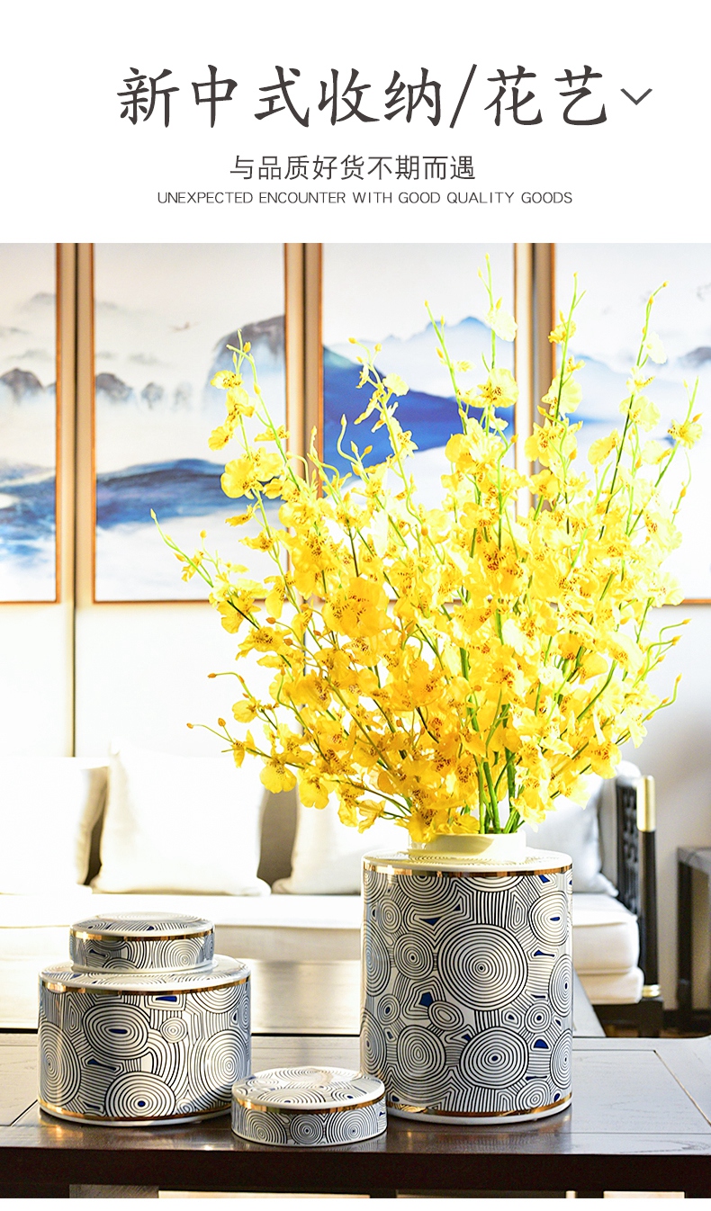 American creative ceramic vase of new Chinese style household light key-2 luxury furnishing articles, the sitting room porch TV ark, to receive a vase decoration