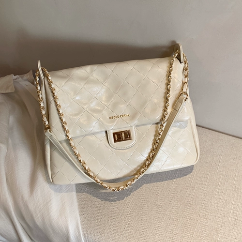 Цепь с ромбовидным узором, вместительная и большая сумка на одно плечо, сумка через плечо