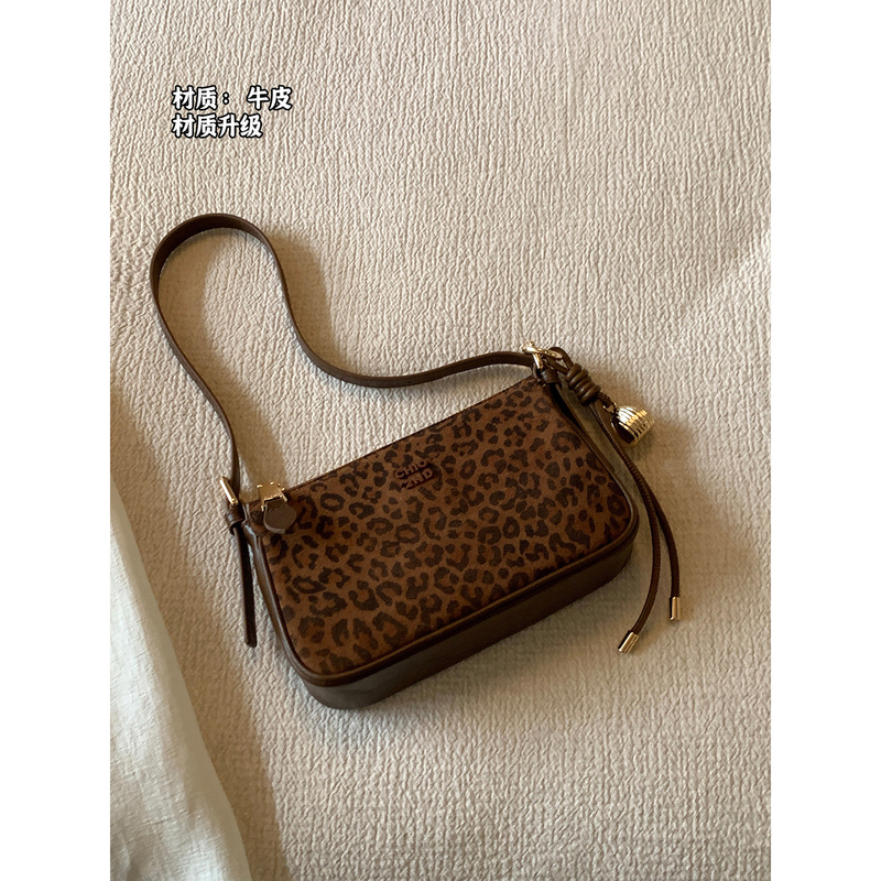 Nanfeng Chio2Nd Genuine Leather Leopard Print Bag 2026 Super Popular Exquisite Crossbody Small Bag Women's Shoulder Underarm Bag
