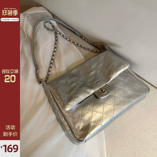 Цепь с ромбовидным узором, вместительная и большая сумка на одно плечо, сумка через плечо