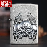 Оригинальный подлинный Zippo более легкая более легкая древняя серебряная наклейка с наклейкой с черепом ZBT-3-109A Счет