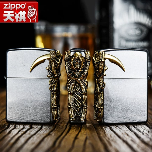 Оригинальная Zippo более легкая подлинная корейская версия древнего красивого цветочного песчаного черепа Серп