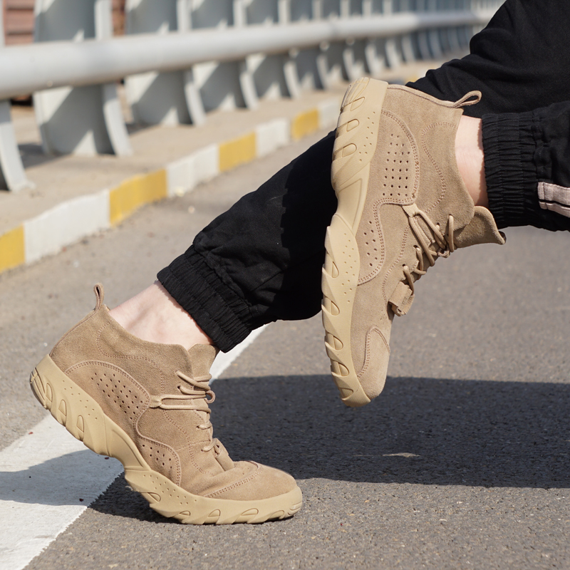 Mountaineering shoes men waterproof anti-slip wear and summer soft soles high-help shoes outdoor shoes male breathable bull leather hiking shoes