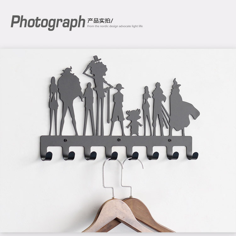 No-Drill Iron Art One Piece Wall Key Hook Dormitory Creative Coat Hook Behind Door Anime Hanger Wholesale No-Drill Iron Art One Piece Wall Key Hook Dormitory Creative Coat Hook Behind Door Anime Hanger Wholesale