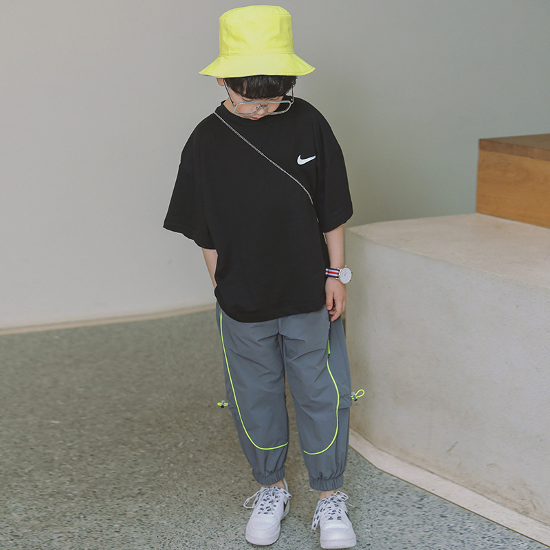 Children's suit 2022 summer fit new wave Cool handsome boy short sleeve t-shirt suit Sport summer clothes boy