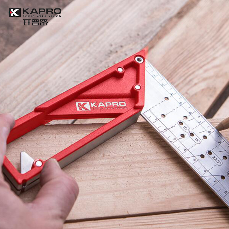Israel KAPRO stainless steel right-angle ruler 45 degrees 90 degrees carpentry ruler marking steel ruler dash angle ruler hole hole