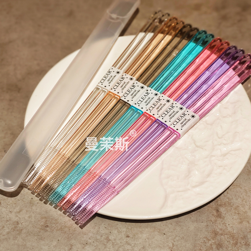 Trendy Transparent Chopsticks in Candy Colors ins Acrylic Portable Storage Box for Students to Carry When Going Out to Eat in Dormitories