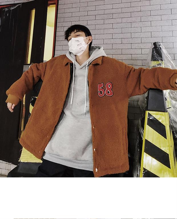 Tide shop 2018 thu đông Hàn Quốc giản dị nam buông thả lông cừu khâu bông teen phổ biến hoang dã áo lót lông cho nam