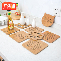 Hollow wood coaster kitchen tableware thickened Anti-heat insulation mat placemat