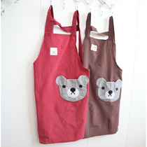 Korean fashion apron cotton home kitchen cooking waist female Milk Tea Flower shop overalls overalls