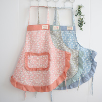 Kitchen cotton apron female cute Japanese waterproof and oil-proof home adjustable fashion Korean overalls men customized