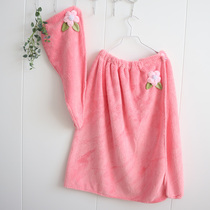 Bath towel women can wear can be wrapped towel home water absorption quick drying towel 2 sets of Bath thick cute dry hair cap