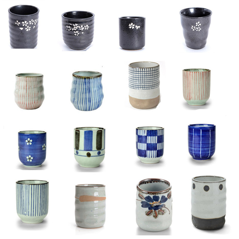 Japanese-Style Ceramic Black Matte Cherry Blossom Cup Creative Clubhouse Tea Set Kung Fu Tea Cup Japanese Cuisine Home Creative