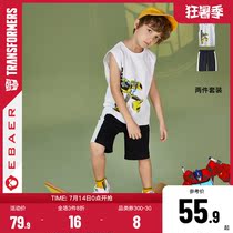 Yibei Imperial city boys printed vest suit 2021 summer new childrens sleeveless T-shirt shorts two-piece set tide