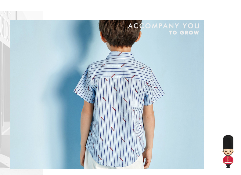 Yibei Huangcheng boy áo sơ mi ngắn tay mùa hè nước ngoài mùa hè nhỏ trẻ em cotton giản dị sọc áo phiên bản Hàn Quốc - Áo sơ mi đồ bộ cho bé gái