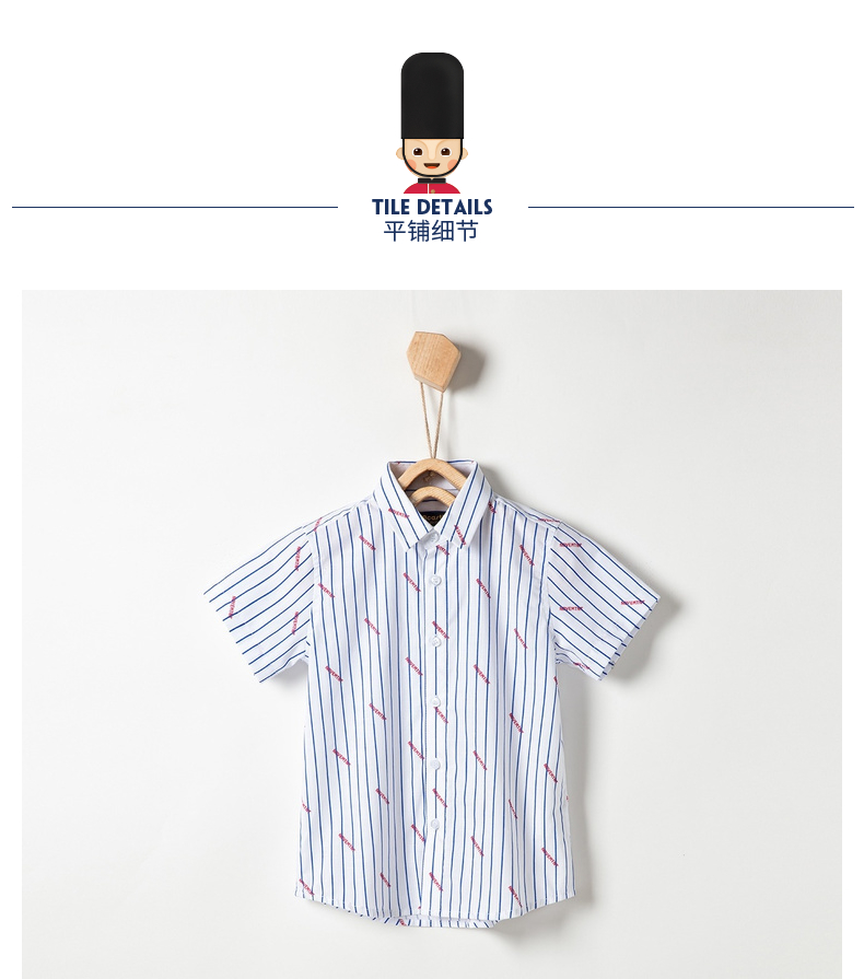 Yibei Huangcheng boy áo sơ mi ngắn tay mùa hè nước ngoài mùa hè nhỏ trẻ em cotton giản dị sọc áo phiên bản Hàn Quốc - Áo sơ mi đồ bộ cho bé gái