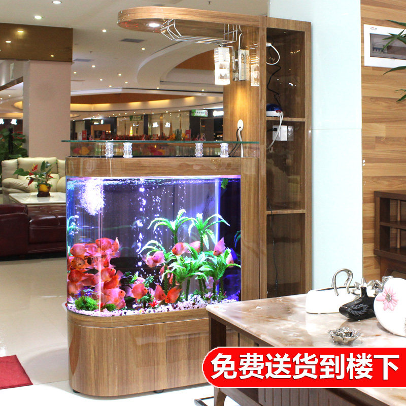 Bullet-head cabinet fish cylinder porch partition screen wind living room large household free water-lazy goldfish tank aquarium