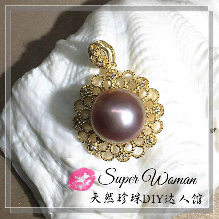 DIY pearl pendant accessories 925 sterling silver cutout lace pendant holder hypoallergenic CD68