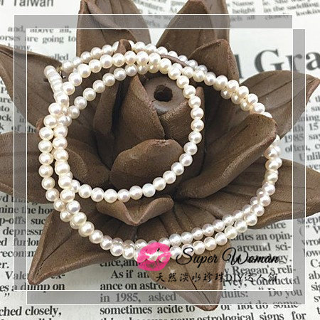 High-grade 18K gold clasp 3mm natural freshwater pearl round bead necklace collarbone chain glare