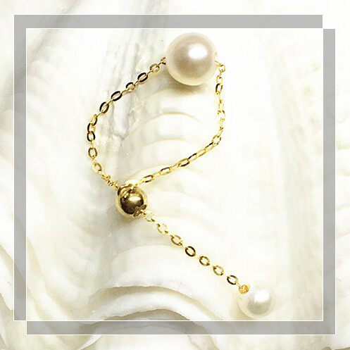 Handmade] 18K gold chain adjustable ring beautiful and fairy ~ perfect round immaculate strong light freshwater beads