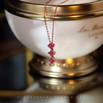 Flower between the Firefly 18K gold two wear Ruby three small flowers change Tanabata small love necklace choker