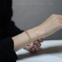 Luxury heavy industry 18K gold lace sweet lady style hollow hollow Seiko woven hand circle dazzling flash bead chain bracelet
