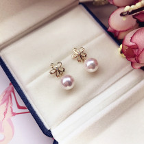 Elegant cherry blossoms imported from Japan Aurora powder mirror Akoya natural seawater pearl 18K gold earrings stud earrings
