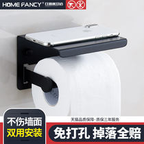 304 stainless steel black tissue holder Non-perforated paper roll holder Toilet toilet paper holder Bathroom paper roll paper towel hook