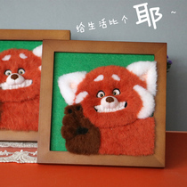 Wool Felt Poke Poke Lotte Material Bag Red Panda Handmade 520 Gift for Girlfriend Photo Frame Decoration Painting Hem