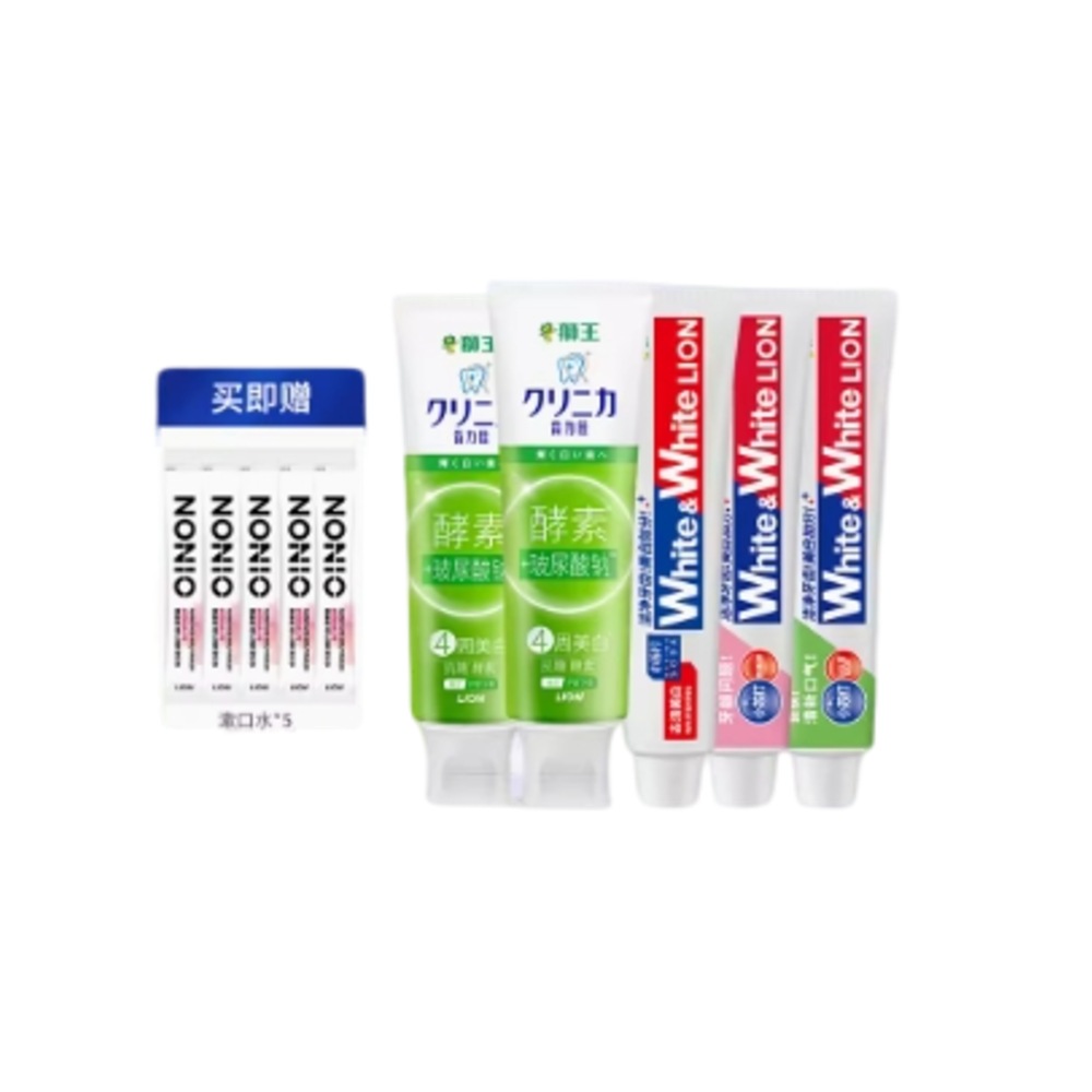 LION狮王牙膏多效护理实惠家庭装600g套组温和亮白清新口气牙膏