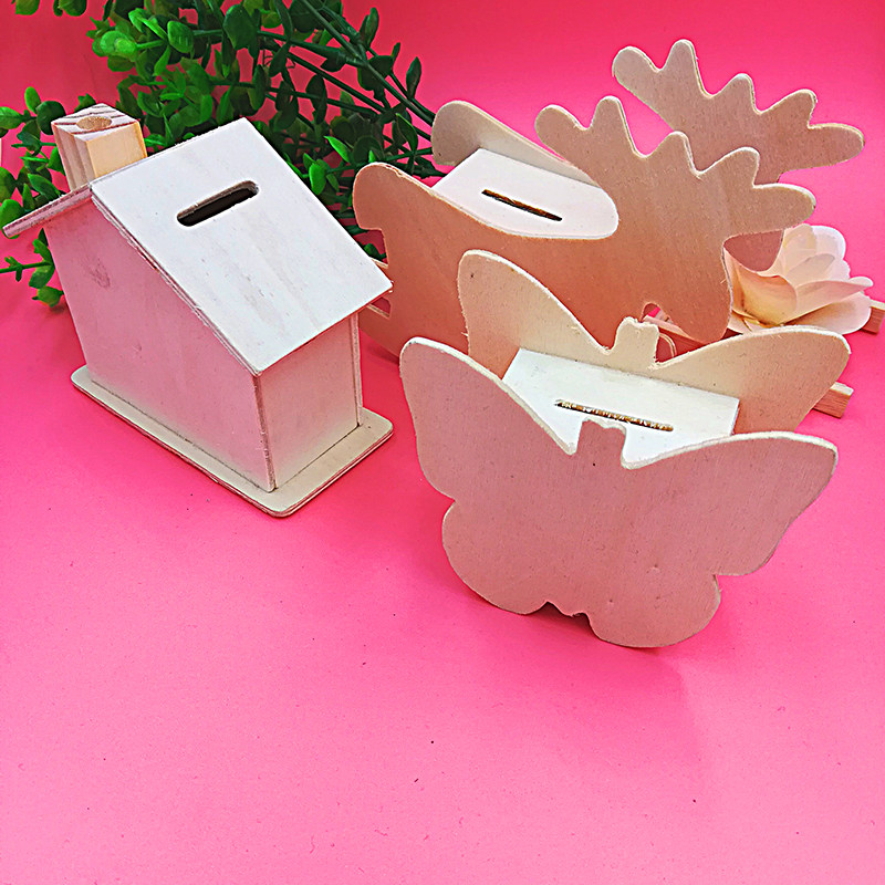 Wood House Deposit Money Silo Small Deer Deposit Money Pot White Embryo Children Clay Snowflake Pearl Clay Hand Mold Accessories