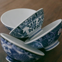 Glutinous rice porcelain) Japanese imported classical National style blue and white rice bowl rice bowl ceramic tableware