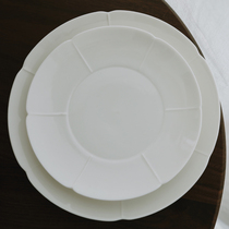 Glutinous rice porcelain) Jingdezhen Chinese classical rice white ceramic dinner plate ultra-thin pattern disc ceramic tableware