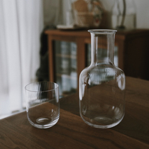 Glutinous rice porcelain) glass transparent crystal glass pot vertical stripes a pot of transparent water cup