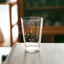 Glutinous rice porcelain) national super beautiful hexagonal glass transparent tea cup water Cup heat-resistant glass