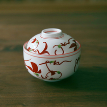 Glutinous rice porcelain) national red flower bowl rice bowl small soup bowl goblet Bowl