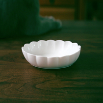 Glutinous rice porcelain) National Beauty Flower white porcelain deep bowl deep plate fresh versatile temperament Bowl wave edge